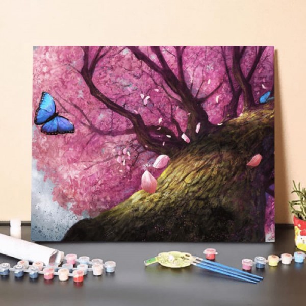 Paint by Numbers Kit-Butterfly and Tree