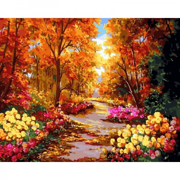 Buy Scenery Flowers Autumn Forest Diy Paint By Numbers Kits