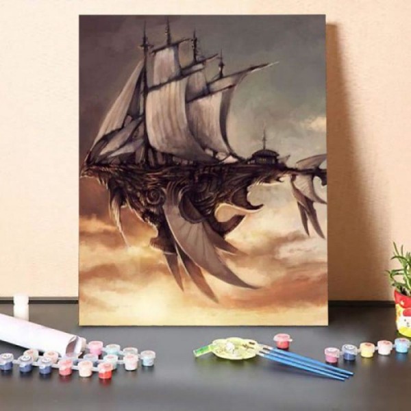 Paint by Numbers Kit-Flying Ship