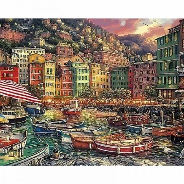 Landscape Seaside Town Diy Paint By Numbers Kits