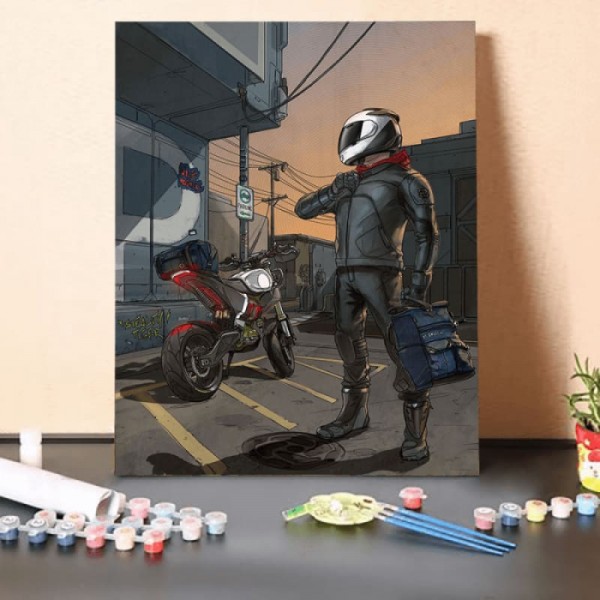 Paint by Numbers Kit-Man And Motorcycles