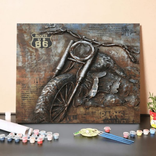 Paint by Numbers Kit-3D Metal Painting Motorcycle