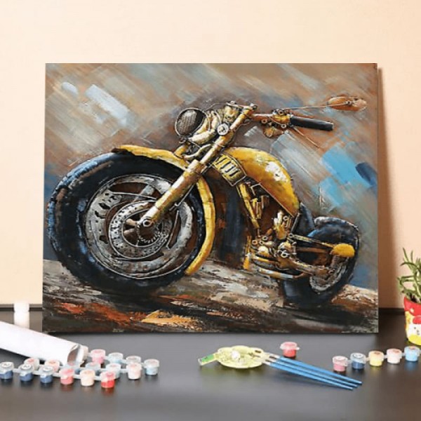 Paint by Numbers Kit-Motorcycle Sketch