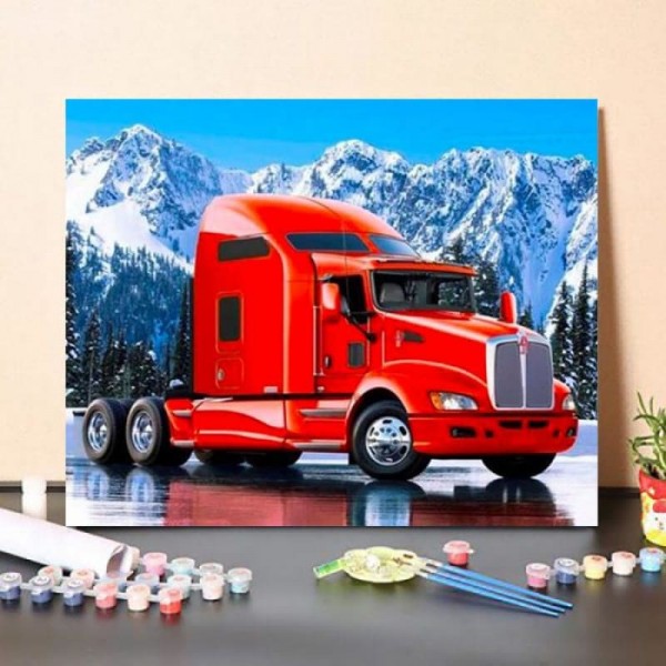 Paint By Numbers Kit Christmas Red Truck