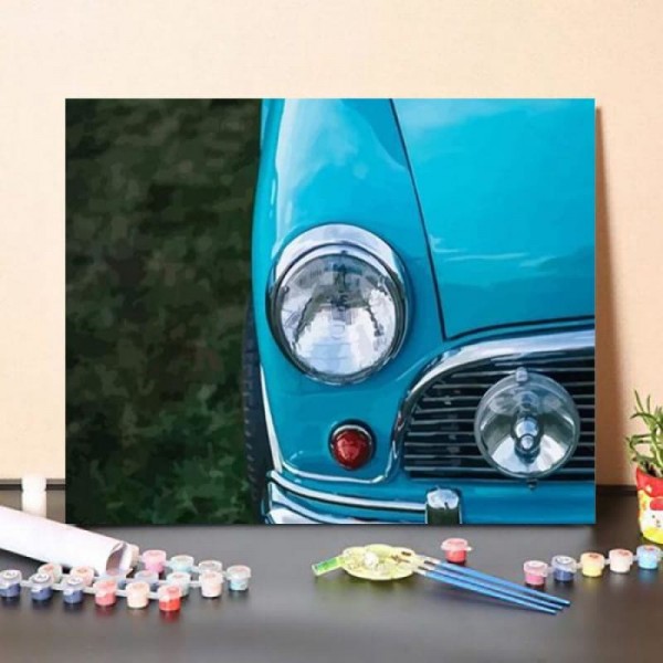 Paint By Numbers Kit Blue Classic Car Close Up