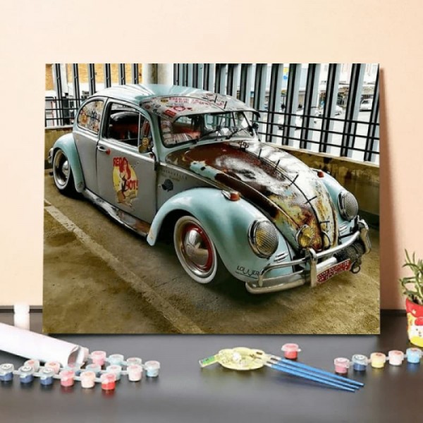 Paint by Numbers Kit-Car In Cage