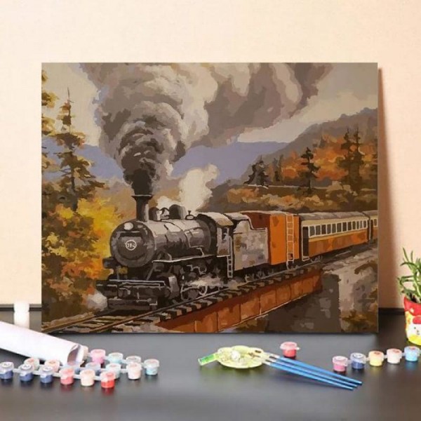 Paint By Numbers Kit Mountain Train