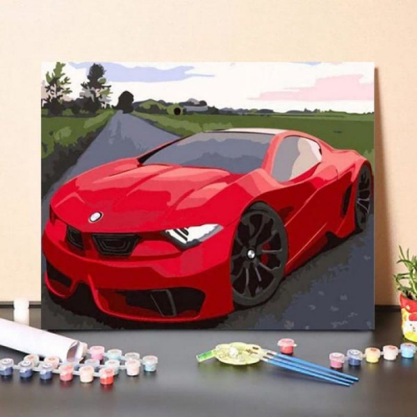 Paint By Numbers Kit Red Sports Car