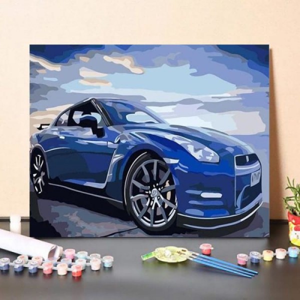 Paint By Numbers Kit Blue Sports Car
