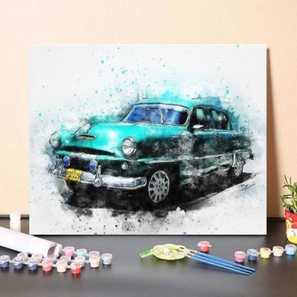 Paint By Numbers Kit Colorful Splatter Car