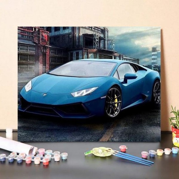 Paint By Numbers Kit Blue Lamborghini