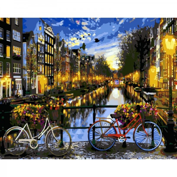 Landscape Riverside Bicycle Diy Paint By Numbers Kits