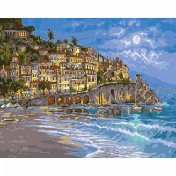 Landscape Seaside Town Diy Paint By Numbers Kits