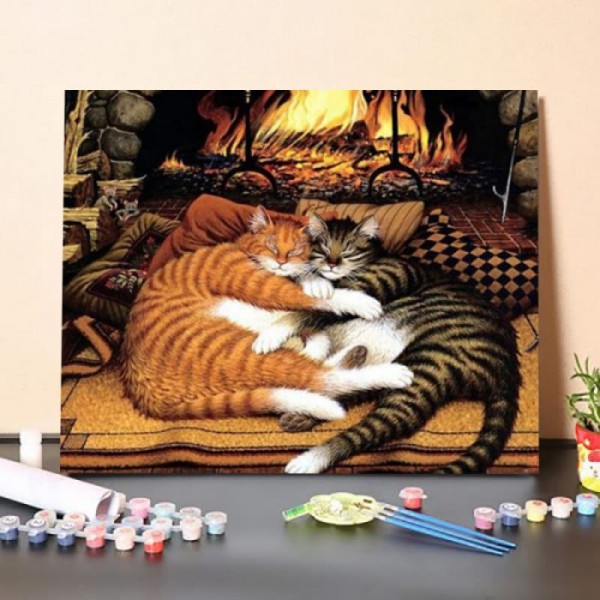 Cozy Night for the Cats – Paint By Numbers Kit