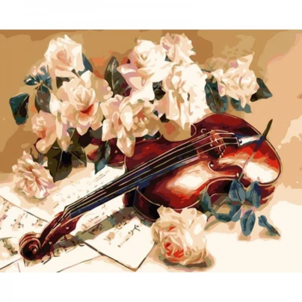 Order Violin Flower Diy Paint By Numbers Kits