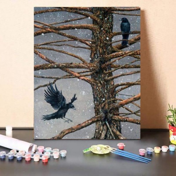 DIY Painting By Numbers-Crows on the Tree