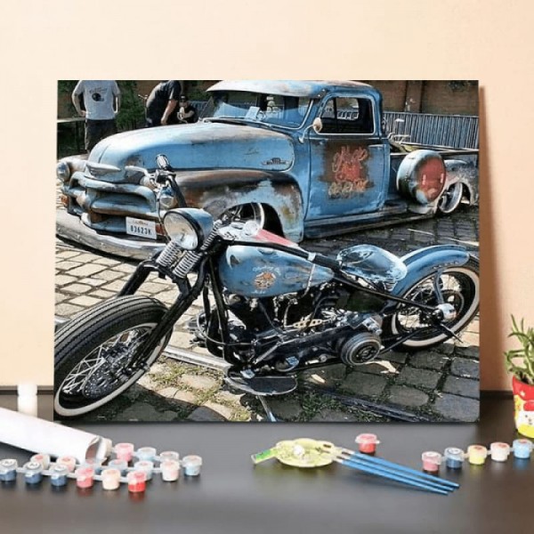 Paint by Numbers Kit-Motorcycle Truck Combo