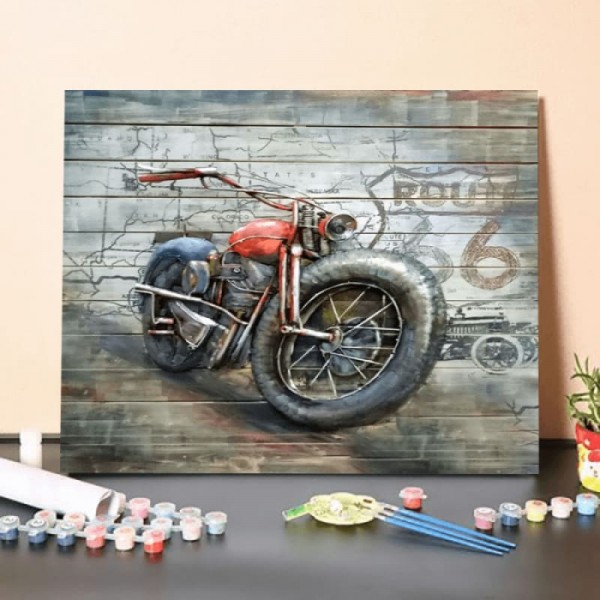 Paint by Numbers Kit-Metal Wall Art Motorcycle
