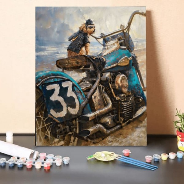 Paint by Numbers Kit-Dogs & Motorcycles