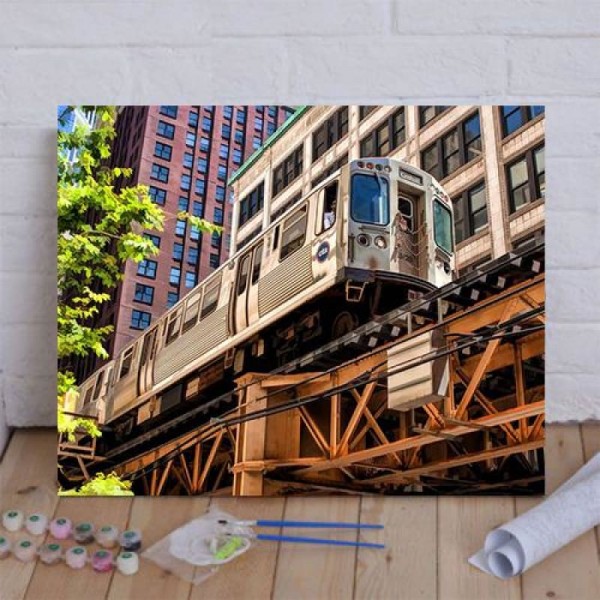 Historic Chicago El Train Paint By Numbers Kit