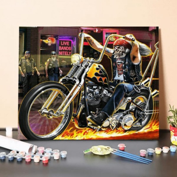 Paint by Numbers Kit-Pirate Motorcycle