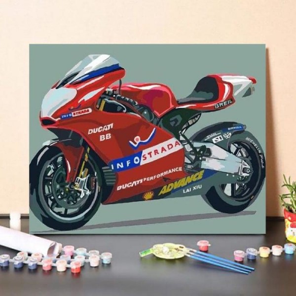 Paint By Numbers Kit Cool Red Moto