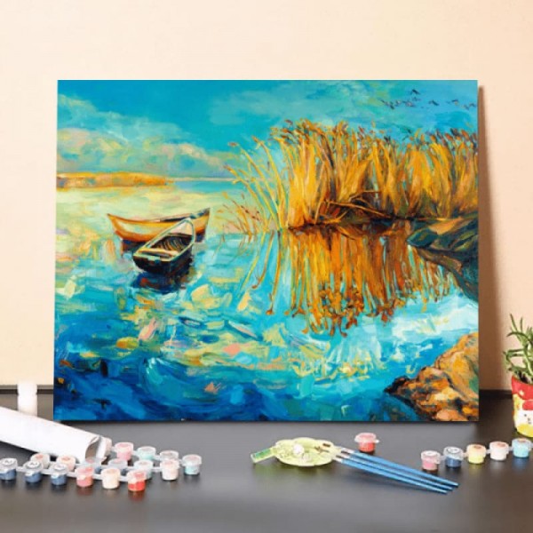 Paint by Numbers Kit-Boat By The Lake