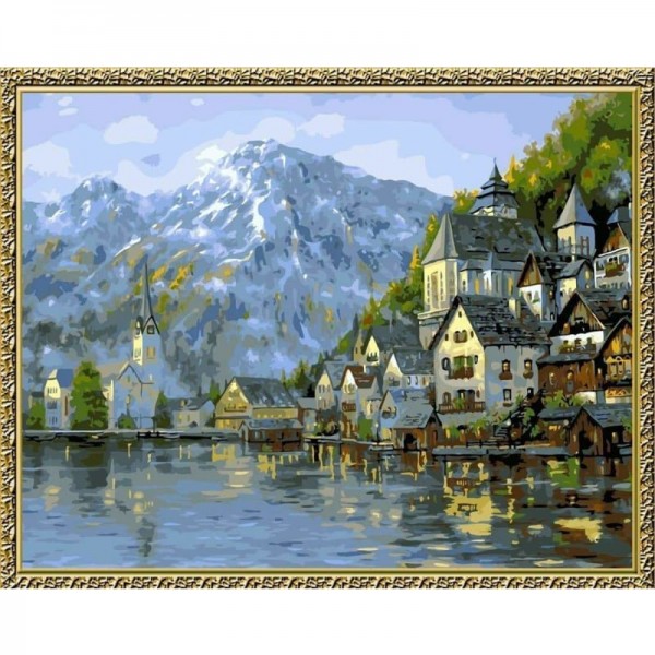 Order Landscape Mountain Lake Castle Diy Paint By Numbers Kits