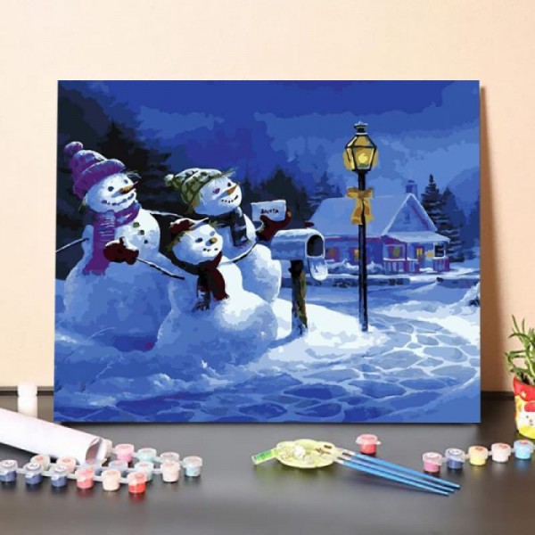 Christmas Snowman Family – DIY Painting By Numbers Kit