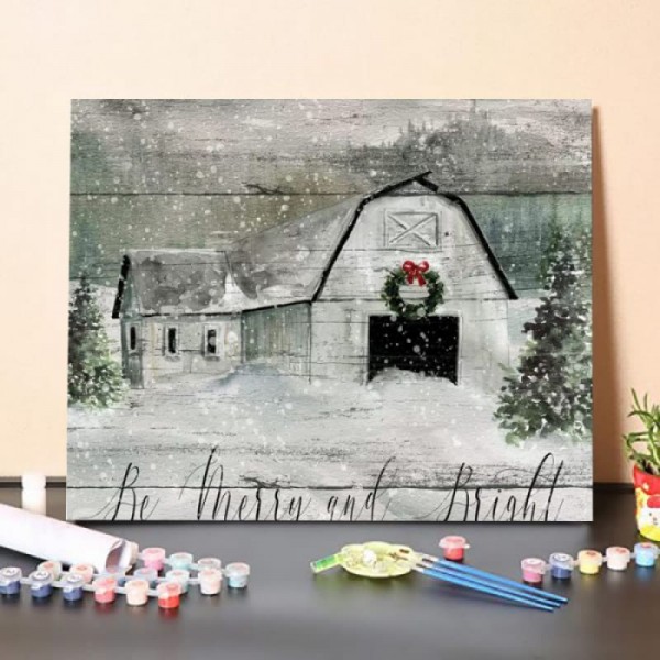 Merry and Bright Barn – Paint By Numbers Kit