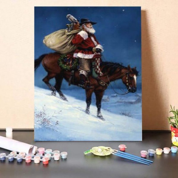 Cowboy Santa Claus-Paint by Numbers Kit