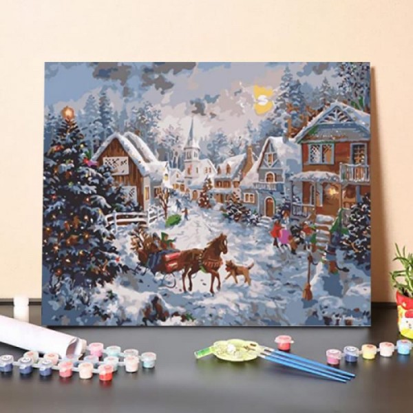 Christmas snow scene-Paint by Numbers Kit