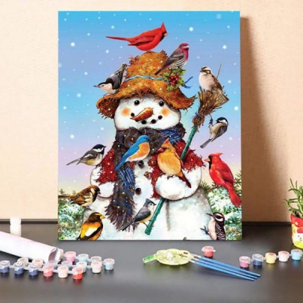 Paint by Numbers Kit-Birds And Snowman