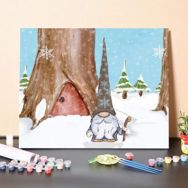 Paint by Numbers Kit-Winter Gnome IV