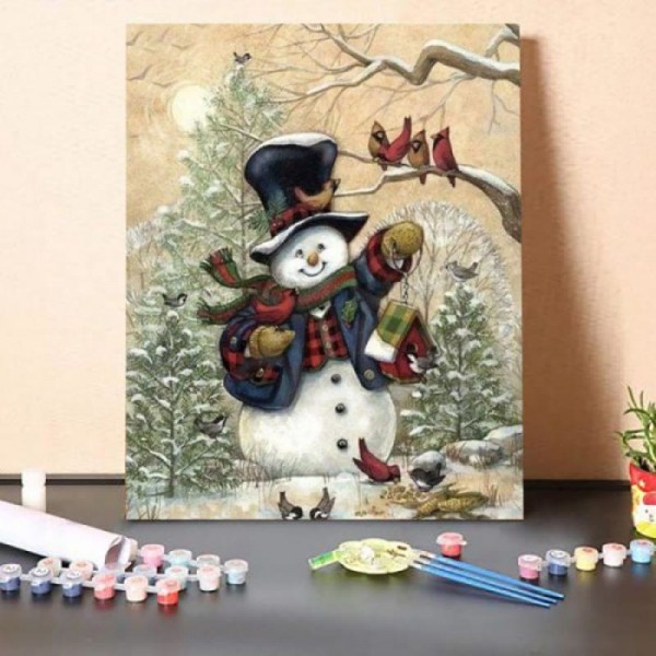 Paint By Numbers Kit – Snowman And Cardinal