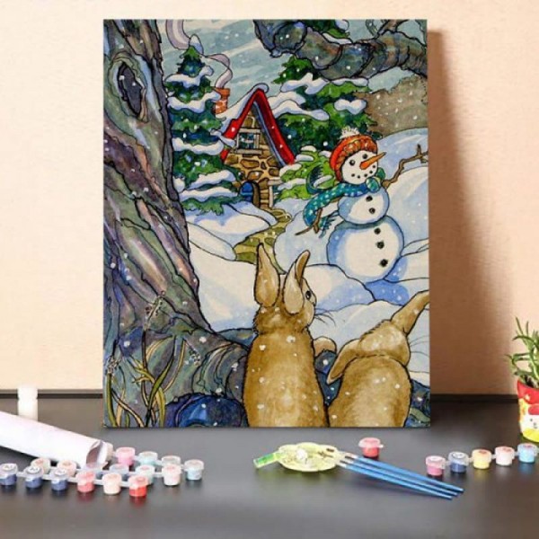 Whimsical Bunny Winter – Paint By Numbers Kit