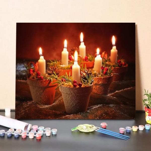 Paint by Numbers Kit-Candles In Terracotta Pots
