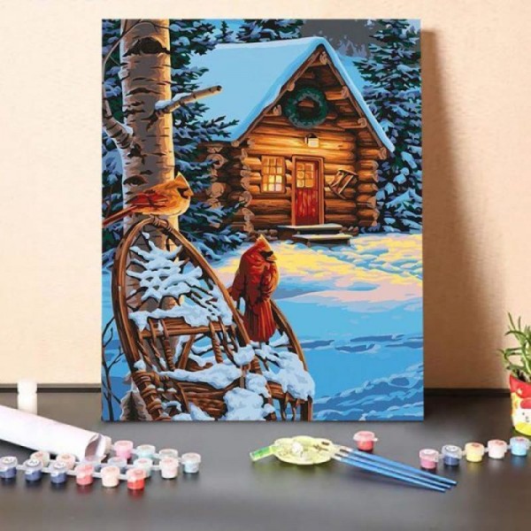 Paint By Numbers Kit – House on a Frozen Forest
