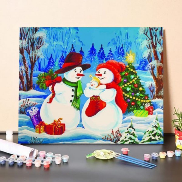 Paint By Numbers Kit -Snowman family