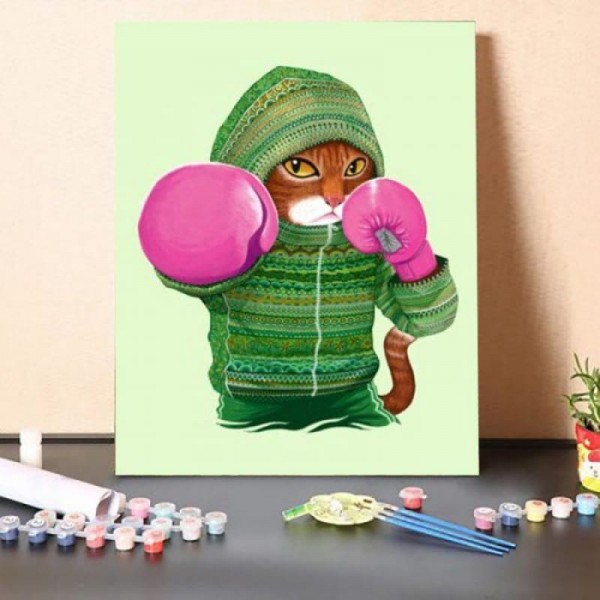 Boxing cat- DIY Painting By Numbers Kit