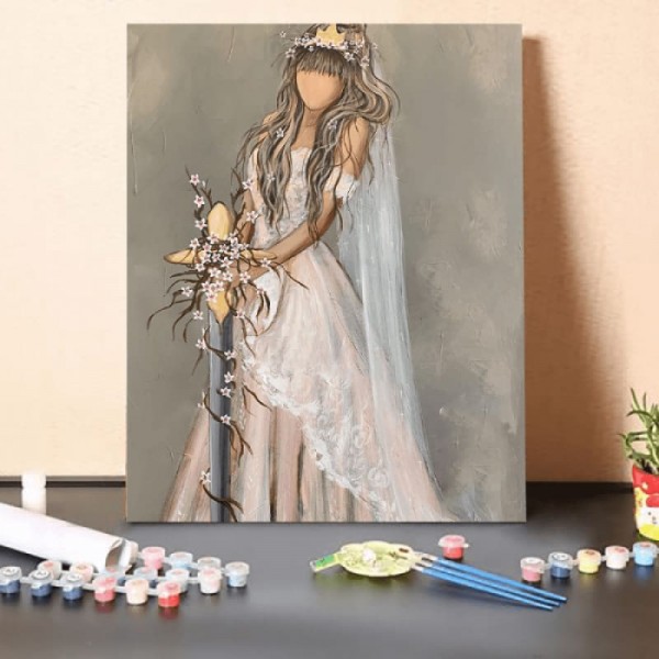 Paint by Numbers Kit-The bride drawing the sword