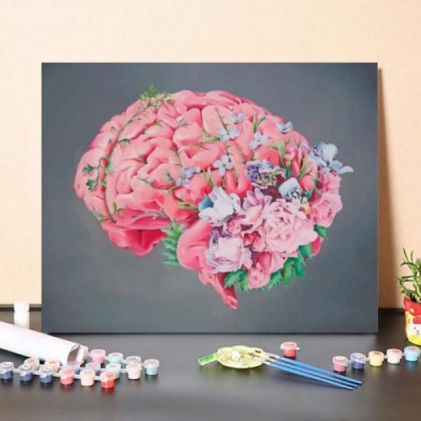 Paint By Numbers Kit Floral Human Brain