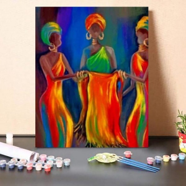 Paint By Numbers Kit Black African Ladies
