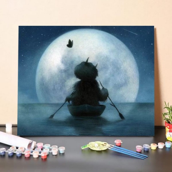 Paint By Numbers Kit-Boating Close to The Moon