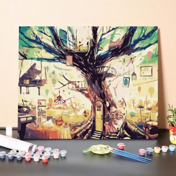 Paint by Numbers Kit Abstract Tree House