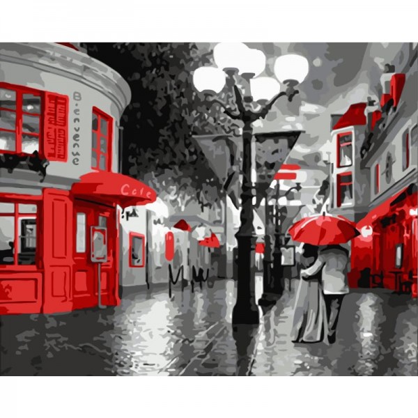 Order Lovers Under Umbrella Street Diy Paint By Numbers Kits