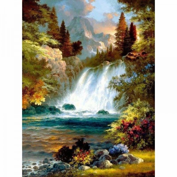 Buy Landscape Mountain Waterfall Diy Paint By Numbers Kits