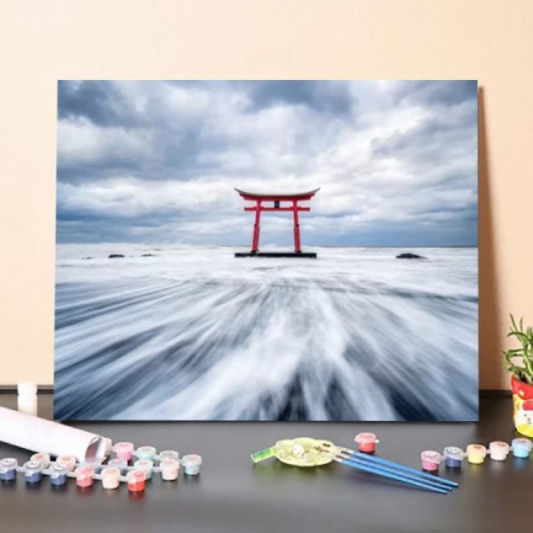 Paint by Numbers Kit – Red Torii Gate In The Sea