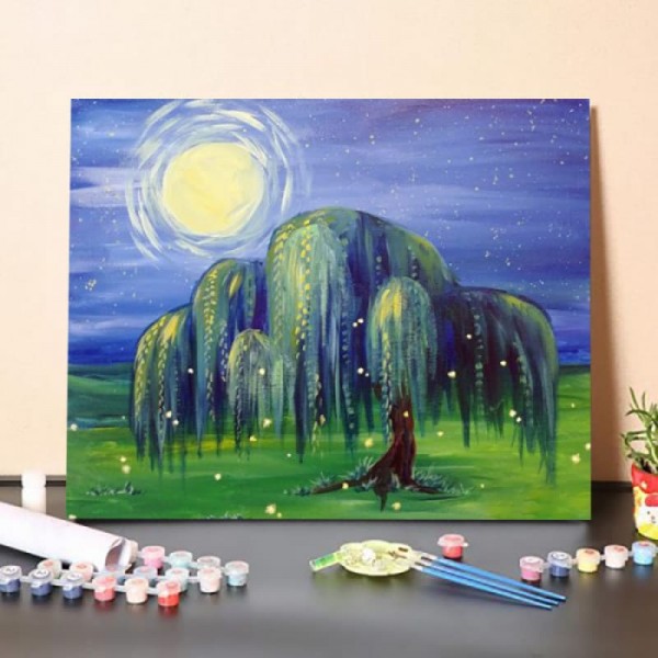 Paint by Numbers Kit-Fireflies on Willow