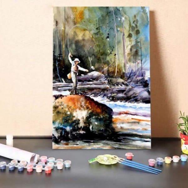 Paint By Numbers Kit-Fishing In The Forest